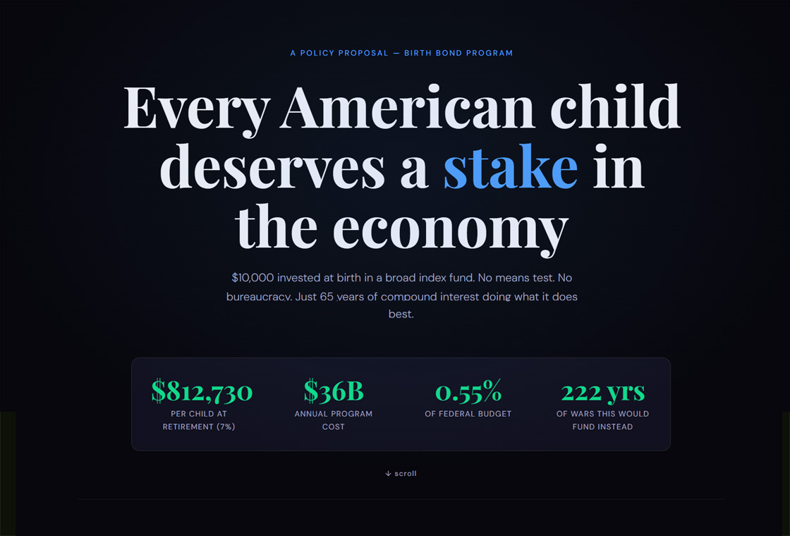 Birth Bonds interactive data essay interface